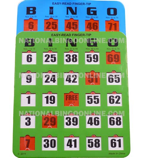 Extra Large Number Finger Tip Bingo Cards No Duplicate Cards Per Set