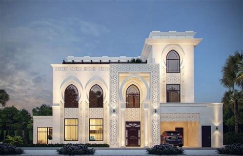 White Modern Islamic Villa Exterior Design 6 White Stone With