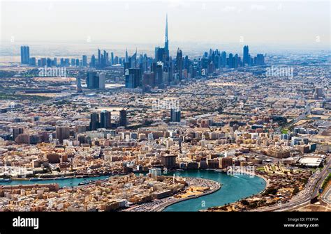 Aerial View Of Dubai Including The Dubai Creek Stock Photo Alamy