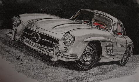 Maybe you would like to learn more about one of these? Mercedes 300 Sl Gullwing Drawing by Juan Mendez