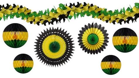 Set Of 7 Jamaica Themed Hanging Party Decorations Black Etsy In 2020 Jamaican Party