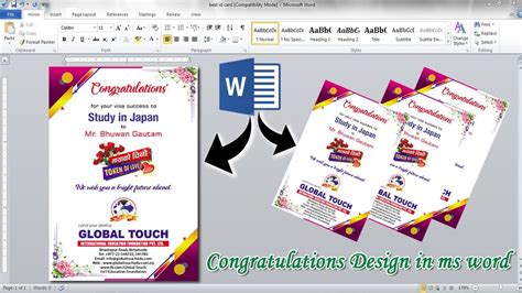 Select rotate 180 to flip the text upside down, or select flip horizontal to create a mirror image. Congratulations Card Design in ms word || How to make ...