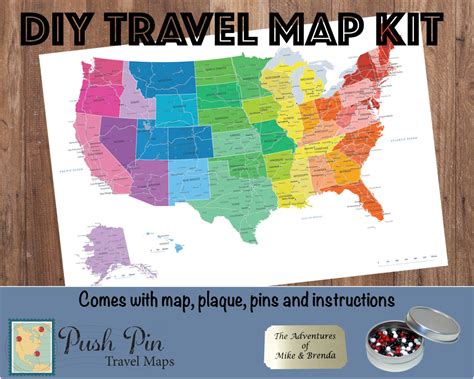 Diy Colorful Us Push Pin Travel Map Kit With 150 Pins Etsy