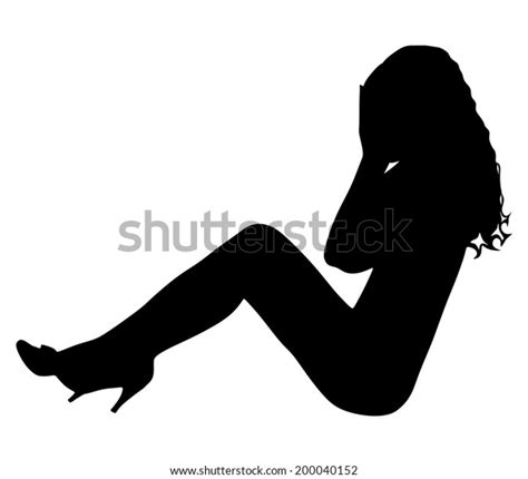 Sad Woman Sitting Alone Cry Vector Stock Vector Royalty Free 200040152