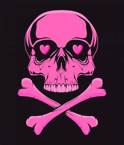 Pink Skull Love Premium Vector