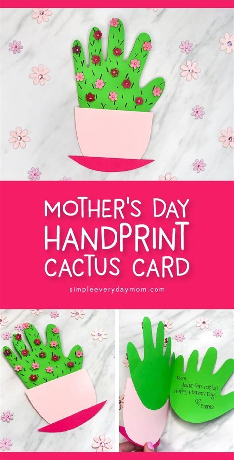 Mother day greeting cards for godmother. Handprint Cactus DIY Mother's Day Card in 2020 | Mothers ...