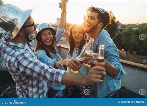 Happy Cheerful Friends Spending Fun Times Together Stock Image Image