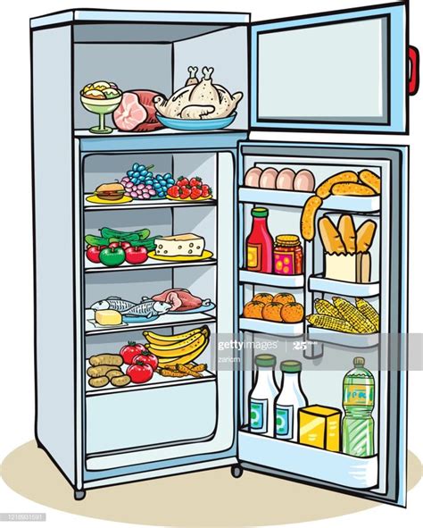 Opened Refrigerator Full Of Food Vector Stock Girly Art