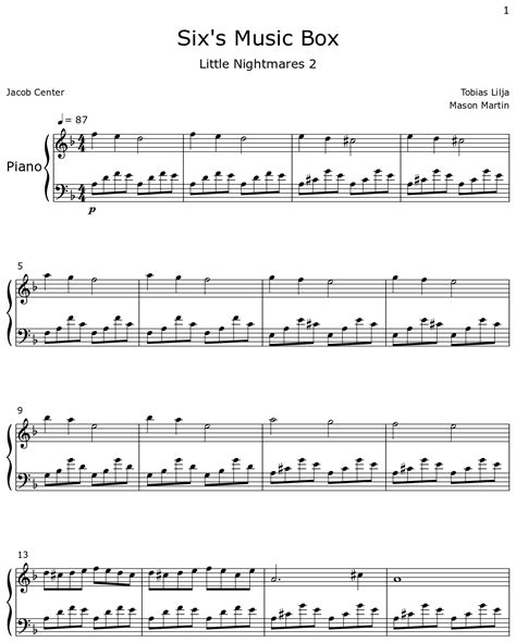 Six S Music Box Sheet Music For Piano