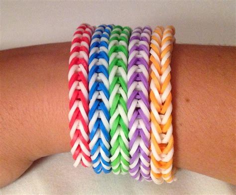 Cool Set Of 5 Fishtail Loom Bracelets Fishtail Loom Bracelet Rainbow