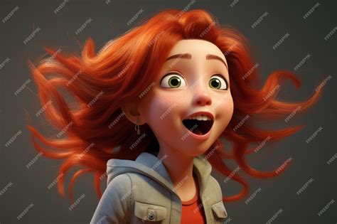 premium ai image a cartoon girl with red hair and big eyes