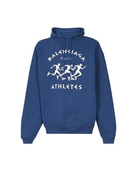 Balenciaga Sport Hoodie In Blue For Men Lyst