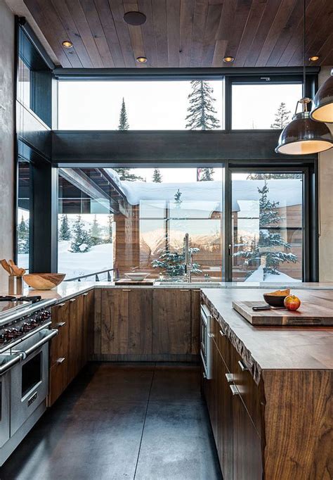 Modern Rustic Kitchen With Glass Window Homemydesign