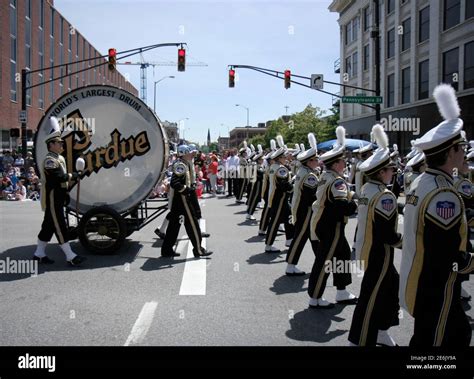 Purdue University Marching Band With World Largest Drum At 500 Festival