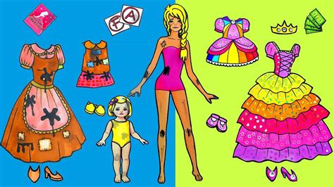 Paper Dolls Dress Up Costumes Mother And Daughter Clothes Beauty