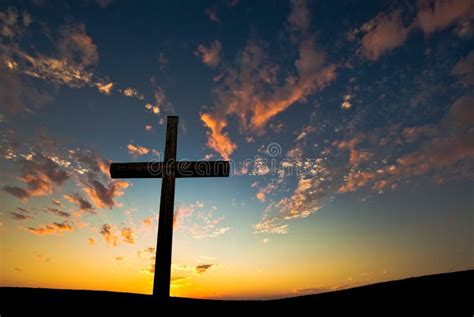 Christian Cross Over Beautiful Sunset Background Stock Image Image Of