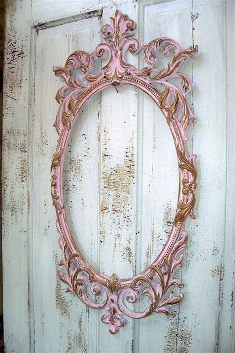 Large Ornate Frame French Pink And Gold Shabby Chic Distressed