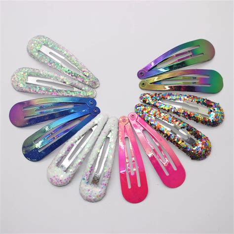 12 pcs lot glitter hairpins electroplating ab colorful hair clips shining barrettes hair