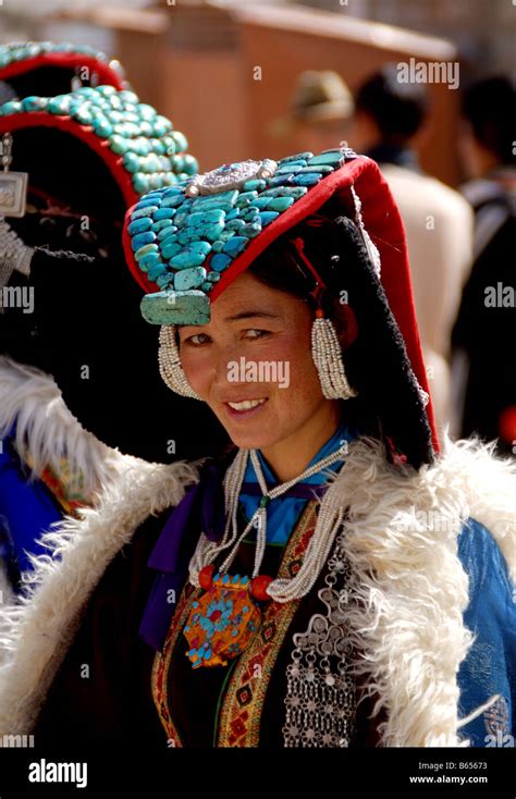 A Ladakhi Women Is Wearing The Perak A Traditional Ladakhi Head Stock