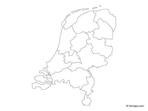 Outline Map Of The Netherlands With Provinces Free Vector Maps