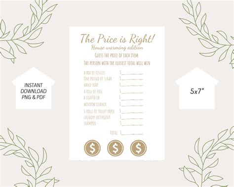 Housewarming Party Game The Price Is Right Etsy