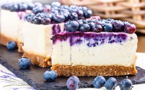 Download Wallpapers Cheesecake Cake Blueberry Berries Dessert For
