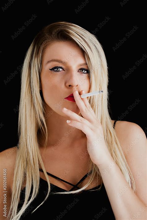 Blonde Woman Portrait Smoking Cigarette Stock Photo Adobe Stock