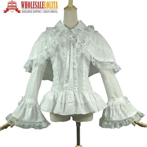 Victorian Gothic White Cotton Romantic Lace Ruffle Blouse Shirt With