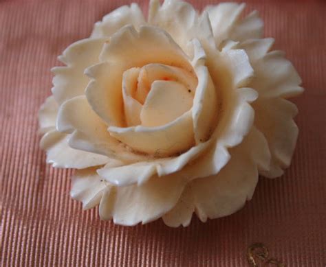 Ivory Brooch Pendant Carved Rose Catawiki