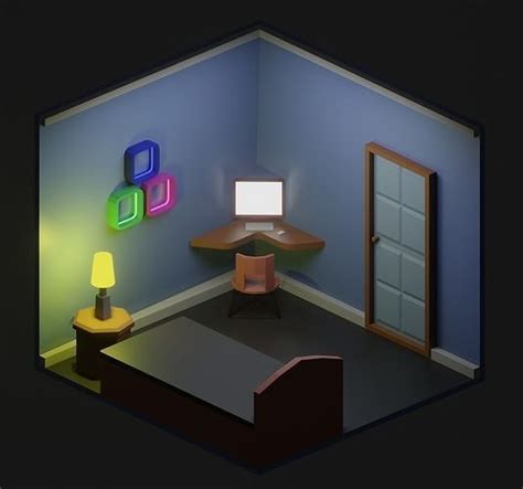 3d Model Isometric Room Vr Ar Low Poly Cgtrader