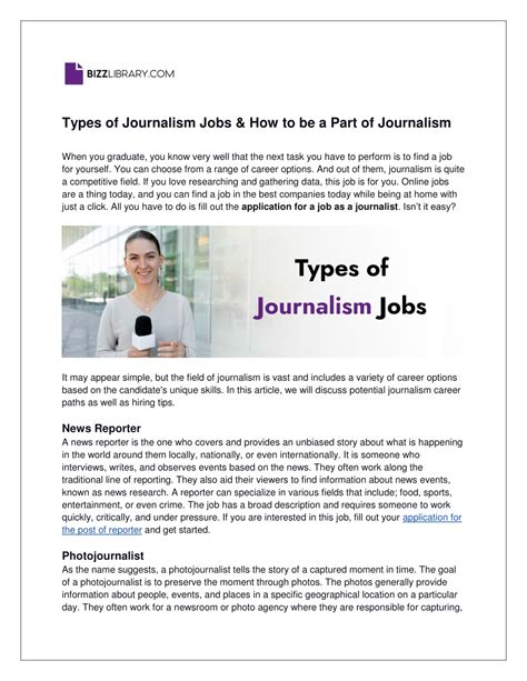 Ppt Types Of Journalism Jobs And How To Be A Part Of Journalism