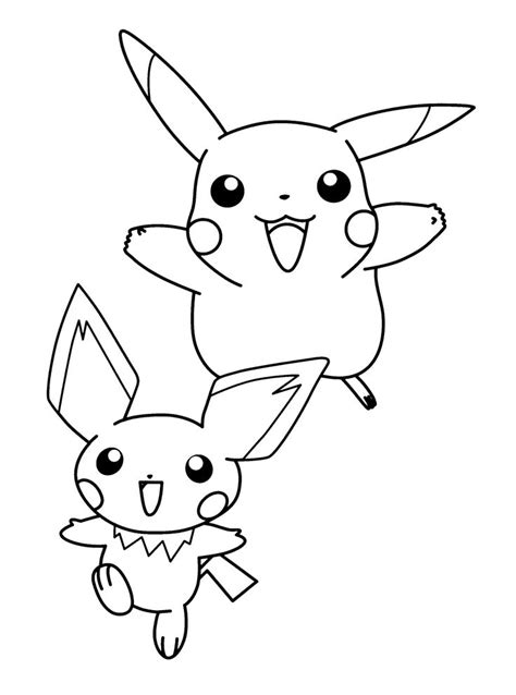 Kawaii Pikachu And Pichu Coloring Sheets In 2020 Pikachu Coloring