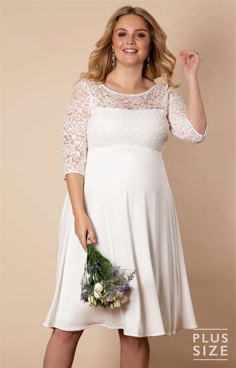 Wedding dress size 8 sincerity bridal ruched beaded halter pearl white roses. Lucia Plus Size Maternity Wedding Dress Short Ivory White ...