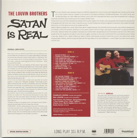 The Louvin Brothers Satan Is Real Lp 180g Vinyl Vinyl Country