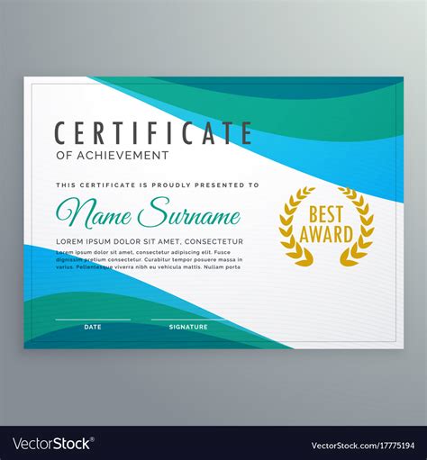 Abstract Blue Wave Certificate Achievement Vector Image