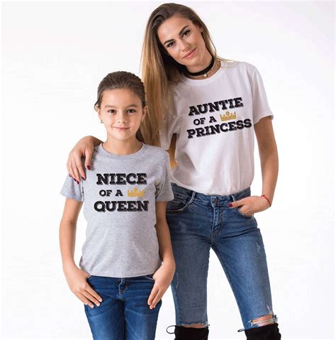 auntie of a princess niece of a queen matching aunt niece shirts