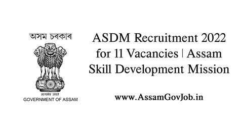 Asdm Recruitment 2022 For 11 Vacancies Assam Govt Jobs Recruitment 2022