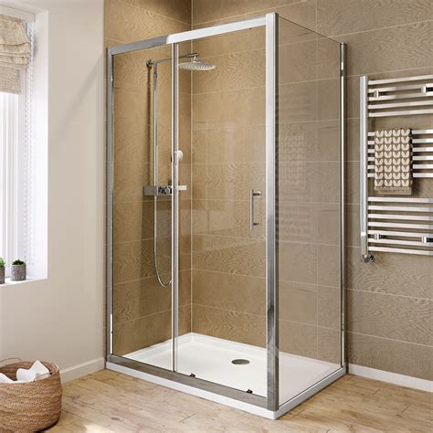 ibathuk 1100 x 800 modern sliding 6mm glass shower enclosure cubicle door side panel ibathuk