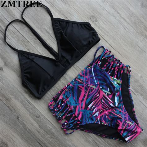 Zmtree Bikini 2017 Set Sexy Bandage Brazilian Bikinis Women Swimwear Push Up High Wiast