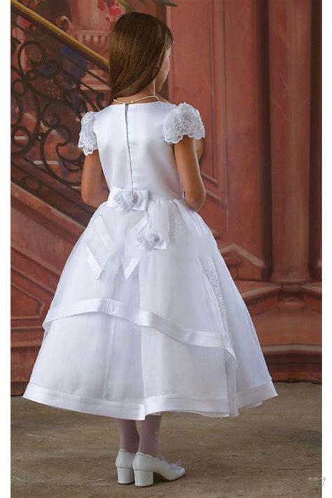 New Long First Communion Dress Tea Length Flower Girls Dresses Size 2