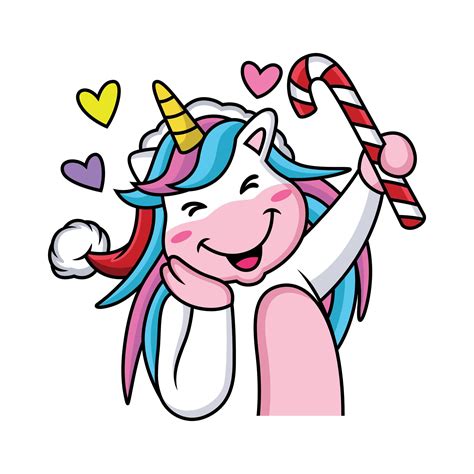 Cartoon Unicorn Is Celebrating Christmas With Cute Pose Download Free