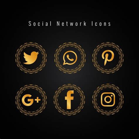 210 icons for multiple platforms & social pages : Free Vector | Golden social media icons set