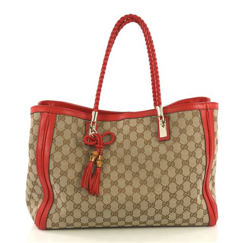 Gucci Bella Tote Gg Canvas Medium Brown 4197127 Rebag