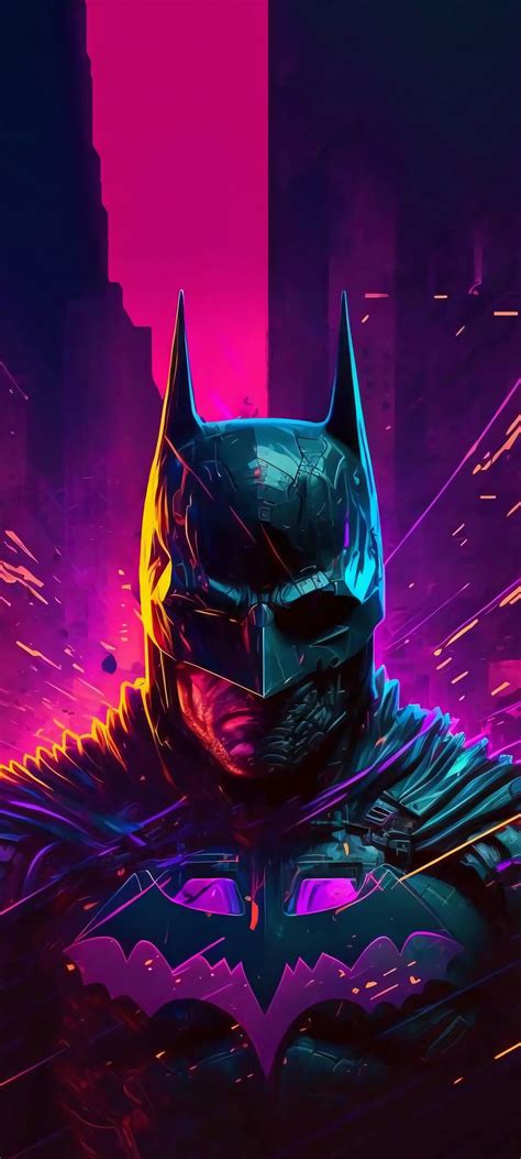 The Dark Knight Rises Poster With Batmans Face In Neon Colors And