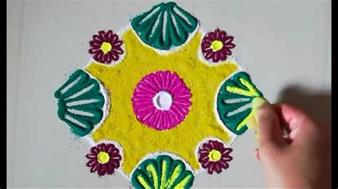 Very Quick And Simple Rangoli Design Youtube