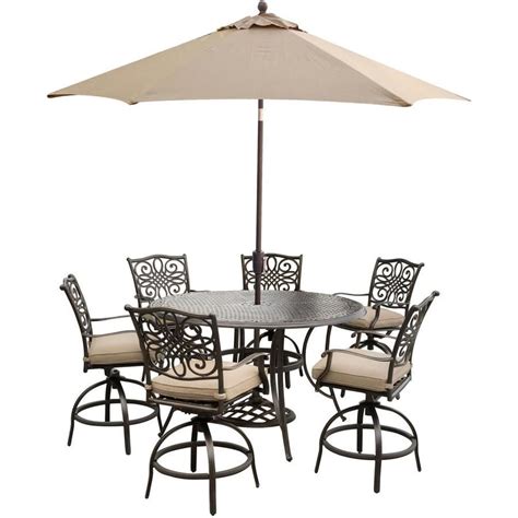 Hanover Outdoor Furniture Traditions 7 Piece Bronze Metal Frame Patio