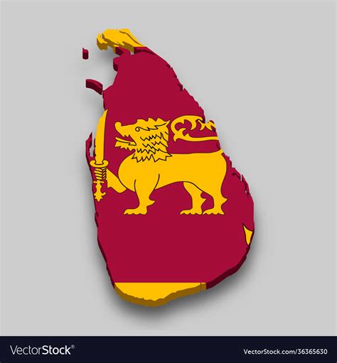 3d Isometric Map Sri Lanka With National Flag Vector Image