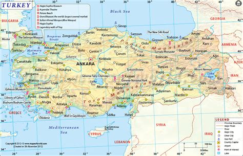 Turkey Map Tourist Attractions