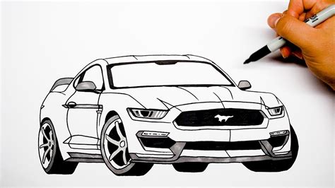 How To Draw A Car Ford Mustang Step By Step Youtube