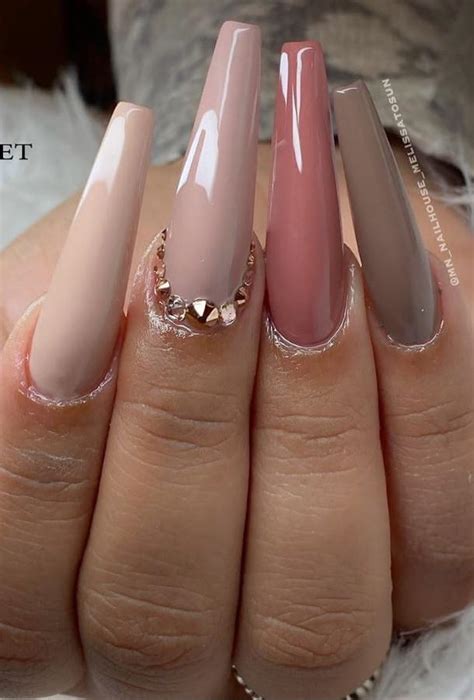 beautiful pink coffin nails designed